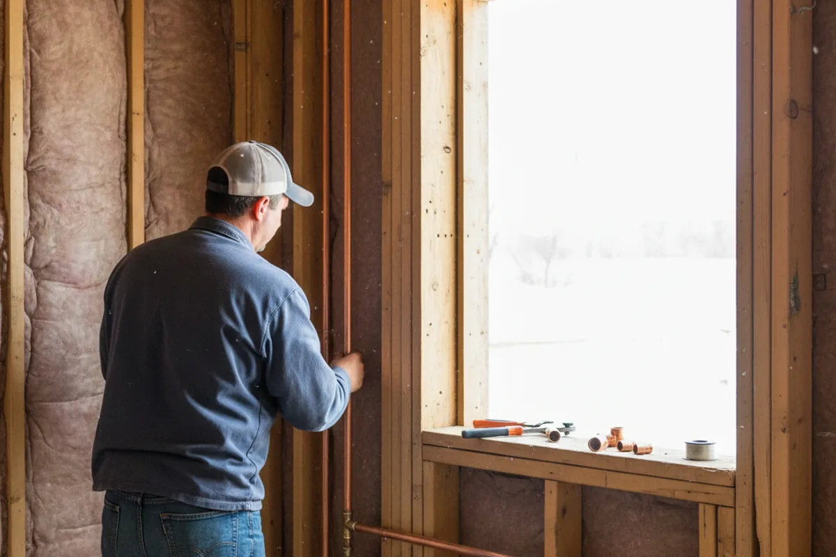 Licensed plumber running new copper supply lines in a Grant home
