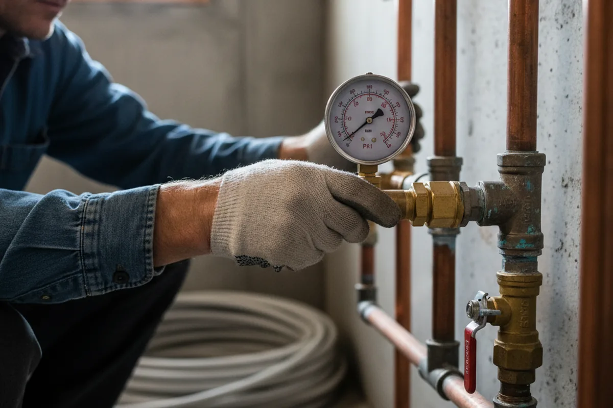 Pressure testing a repaired line during Water Line Repair in Grant